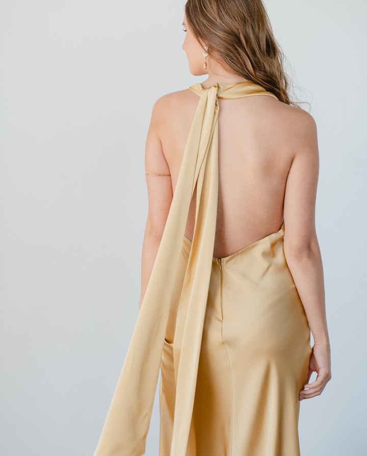 Vestido Largo de Fiesta Budapest Dorado