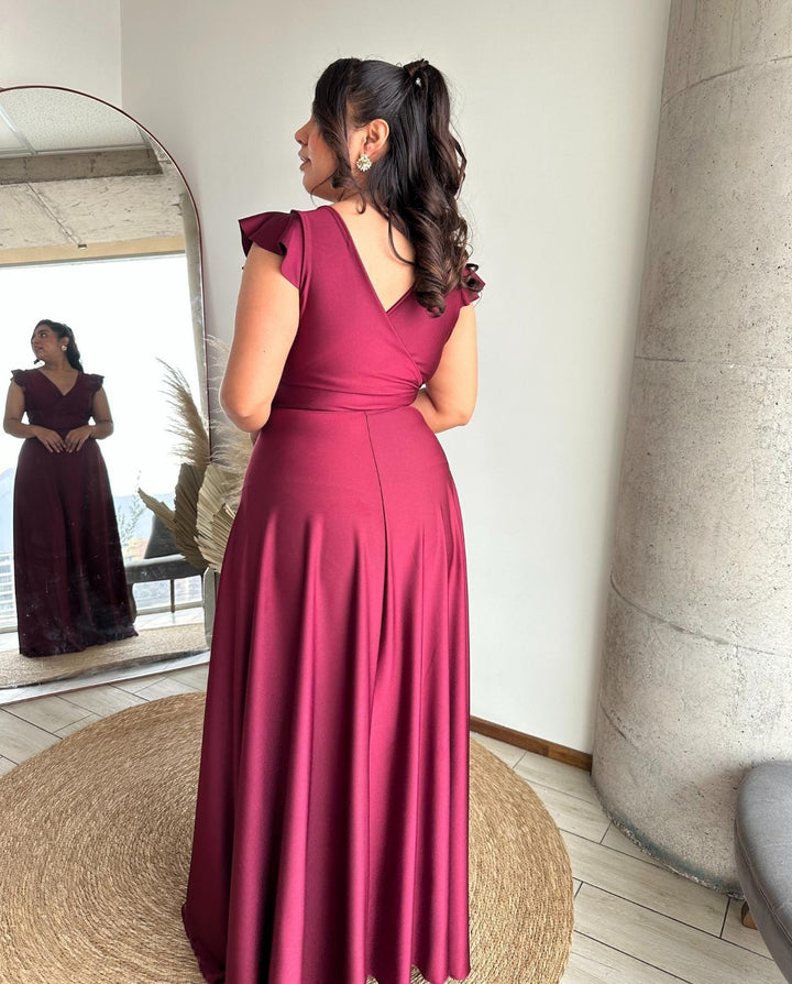 Vestido Largo de Fiesta Lea Burdeo