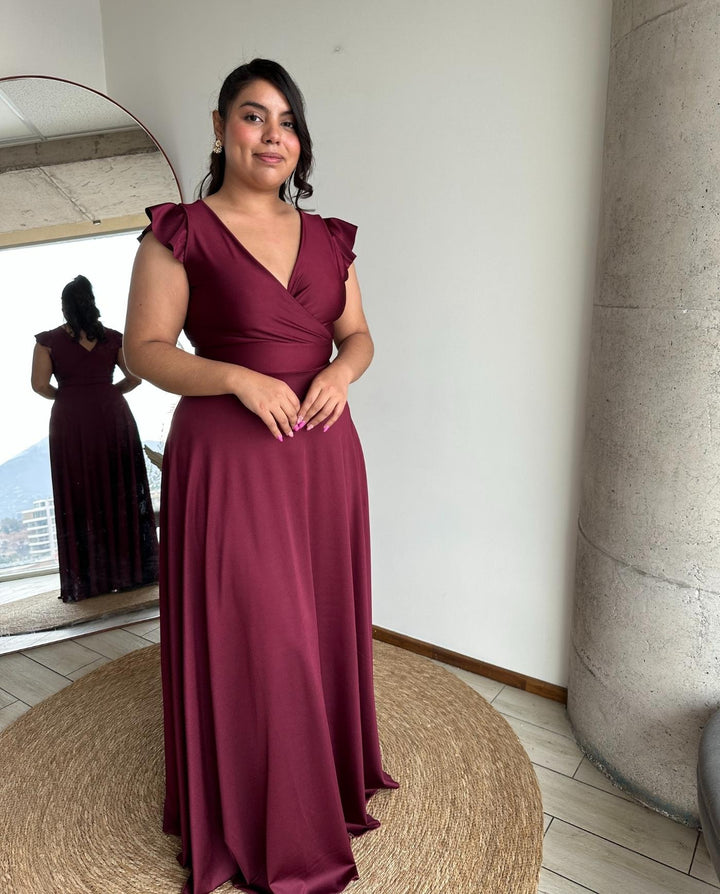 Vestido Largo de Fiesta Lea Burdeo