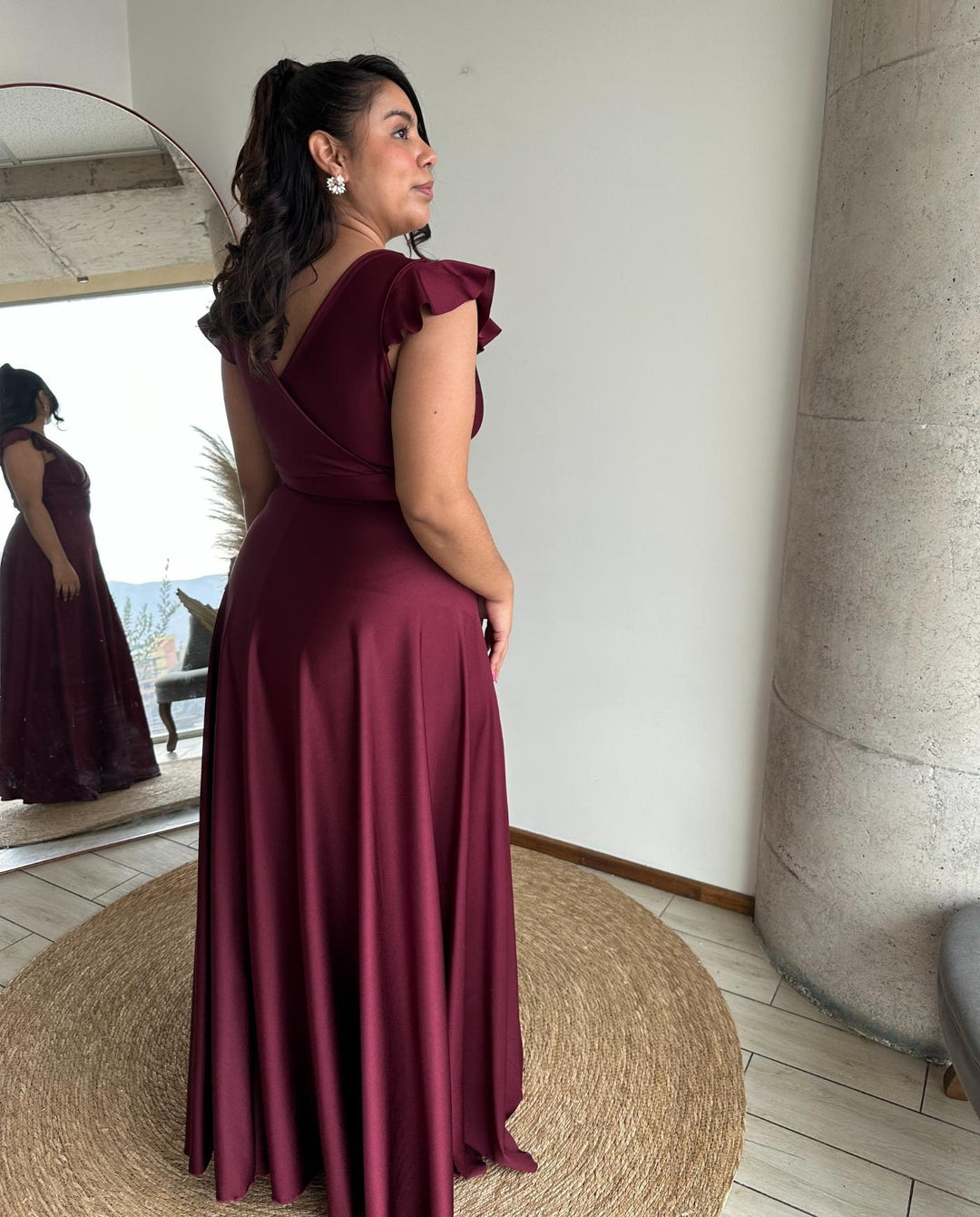 Vestido Largo de Fiesta Lea Burdeo