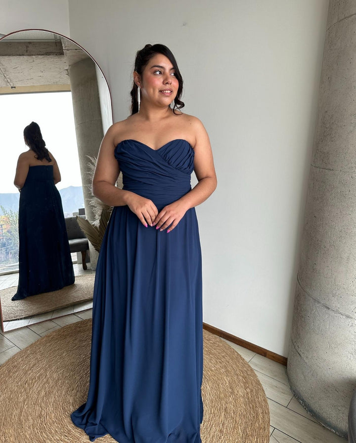 Vestido De Fiesta Largo Teodora Multiformas Azul Oscuro