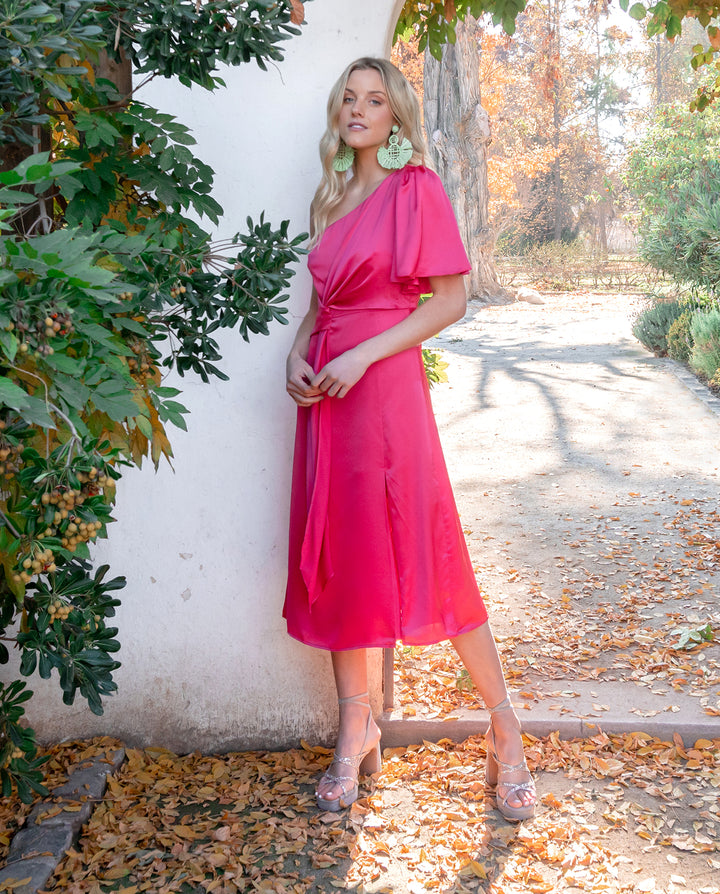 Vestido De Fiesta Midi Joaquina Fucsia