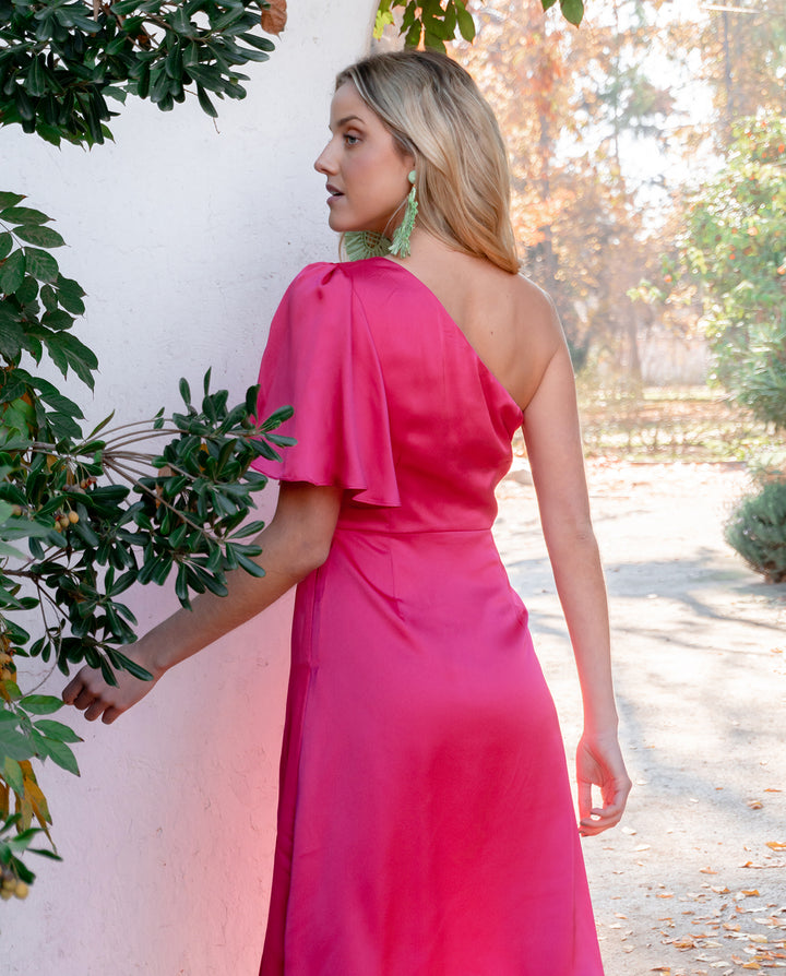 Vestido De Fiesta Midi Joaquina Fucsia