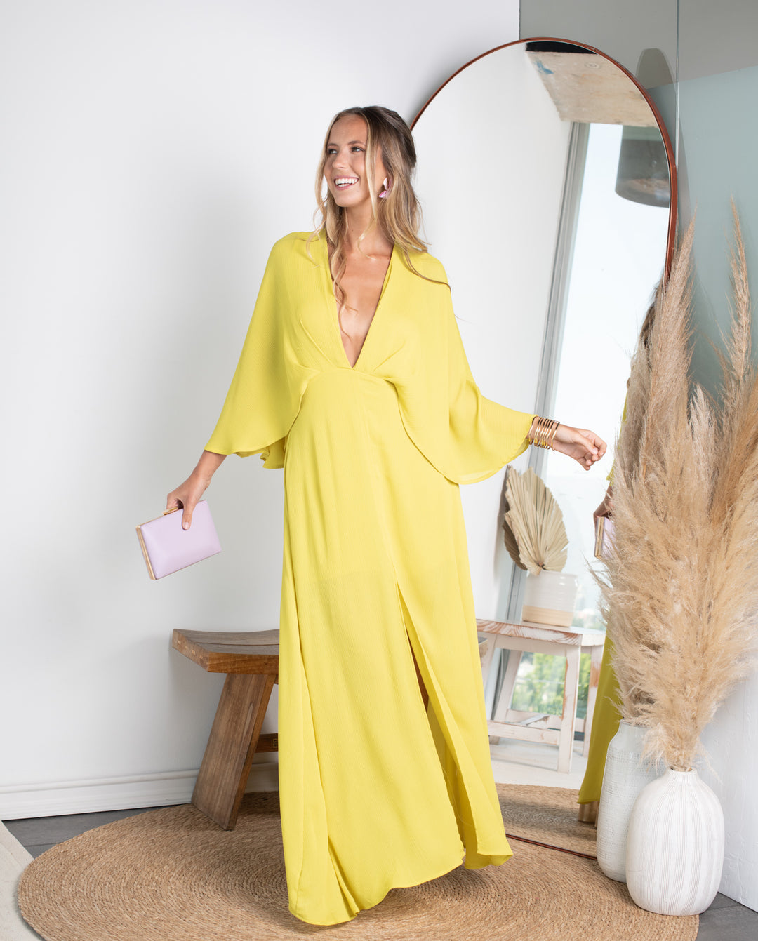 Vestido Largo de Fiesta Iris Verde Limón