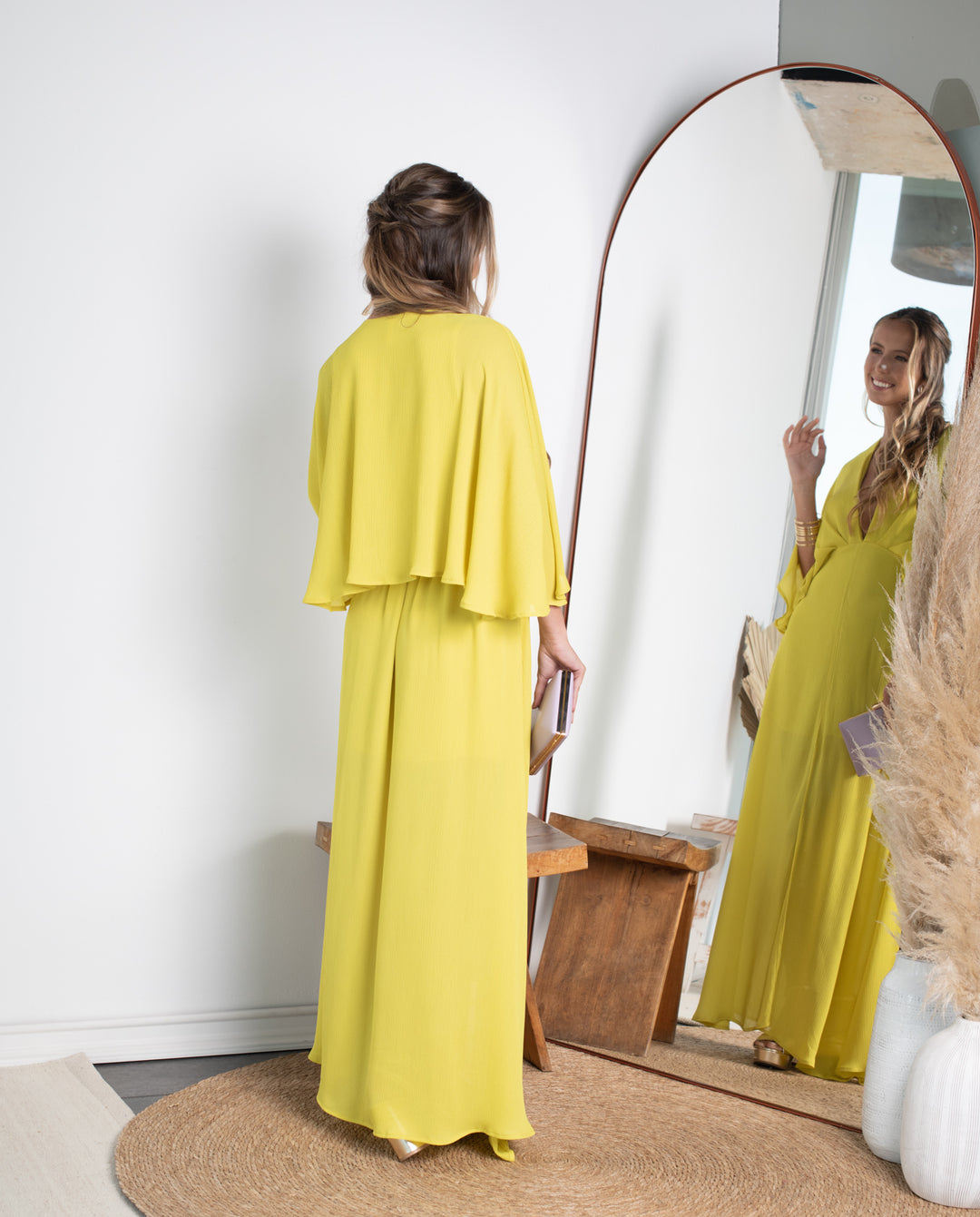 Vestido Largo de Fiesta Iris Verde Limón