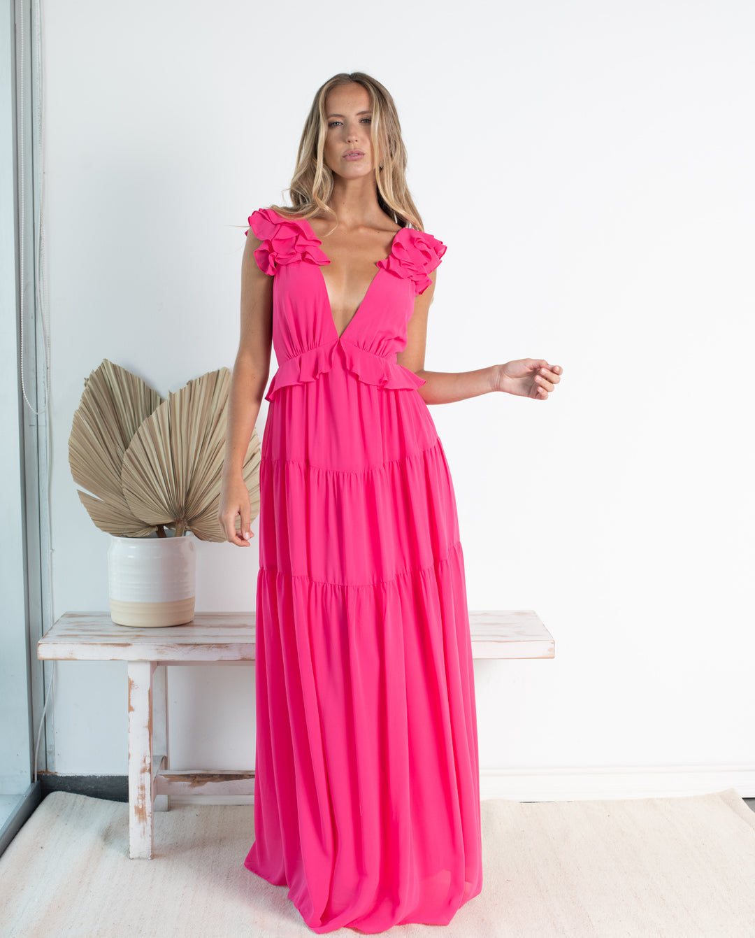 VESTIDO DE FIESTA LARGO DANAE FUCSIA