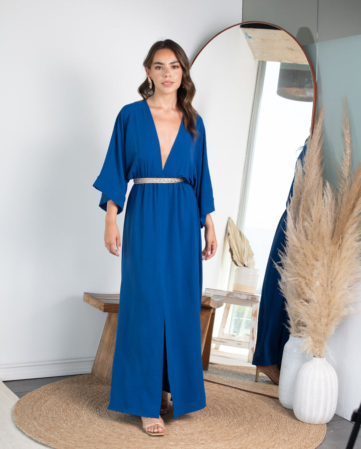 Vestido Largo de Fiesta Pola Azul Royal