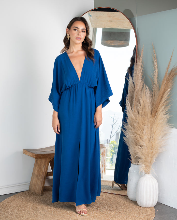 Vestido Largo de Fiesta Pola Azul Royal