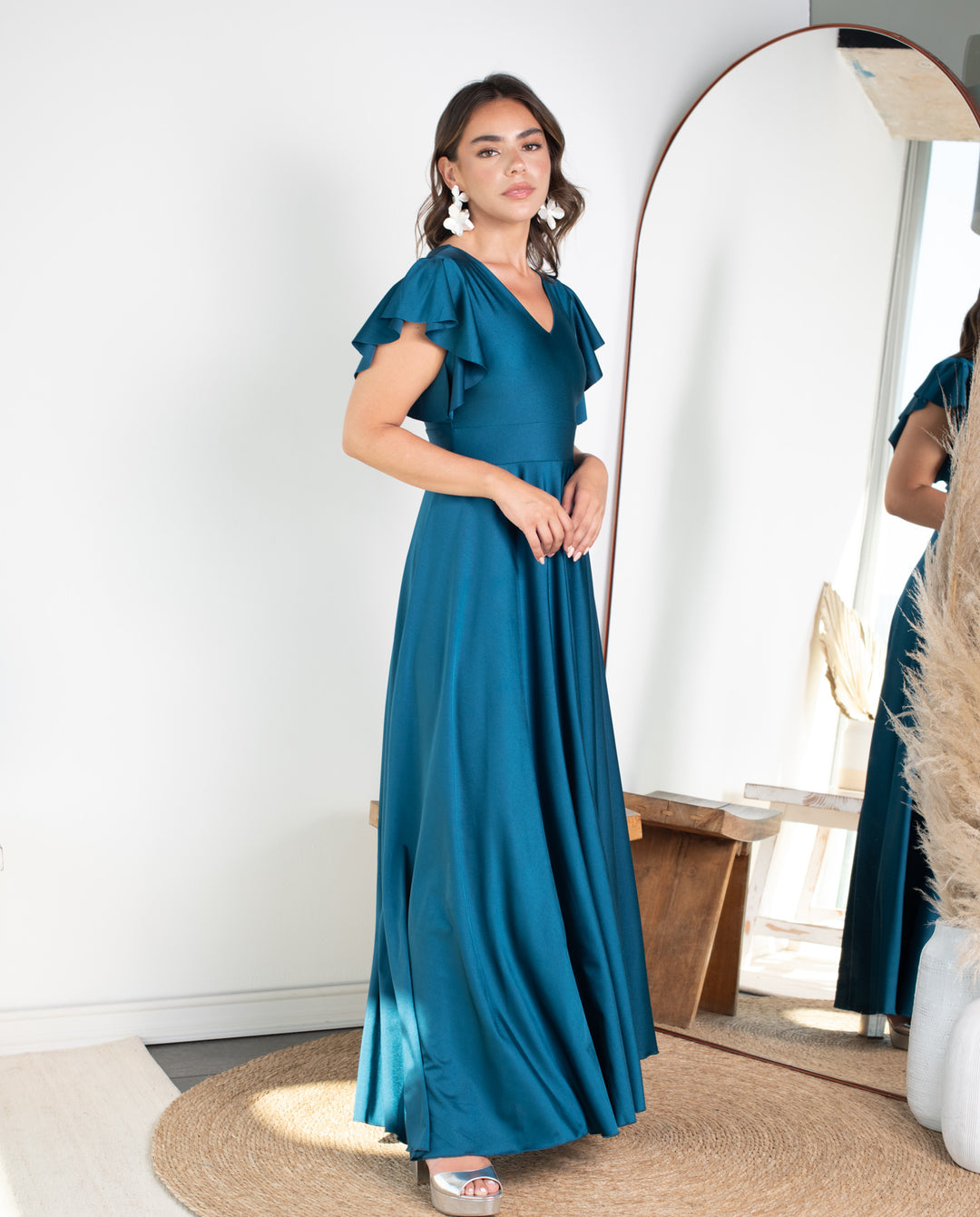 Vestido Largo de Fiesta Isa Turquesa Oscuro