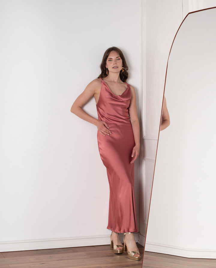 Vestido Largo de Fiesta Montserrat Palo Rosa