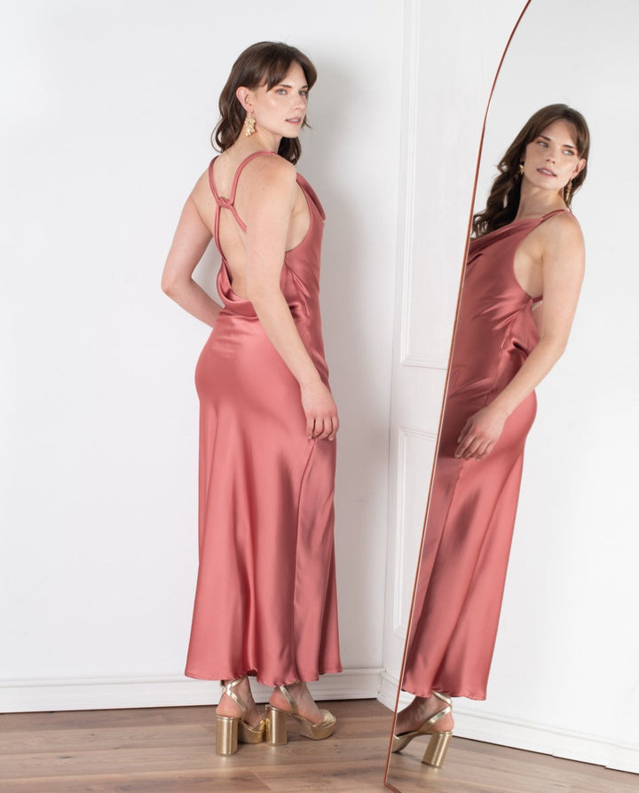 Vestido Largo de Fiesta Montserrat Palo Rosa