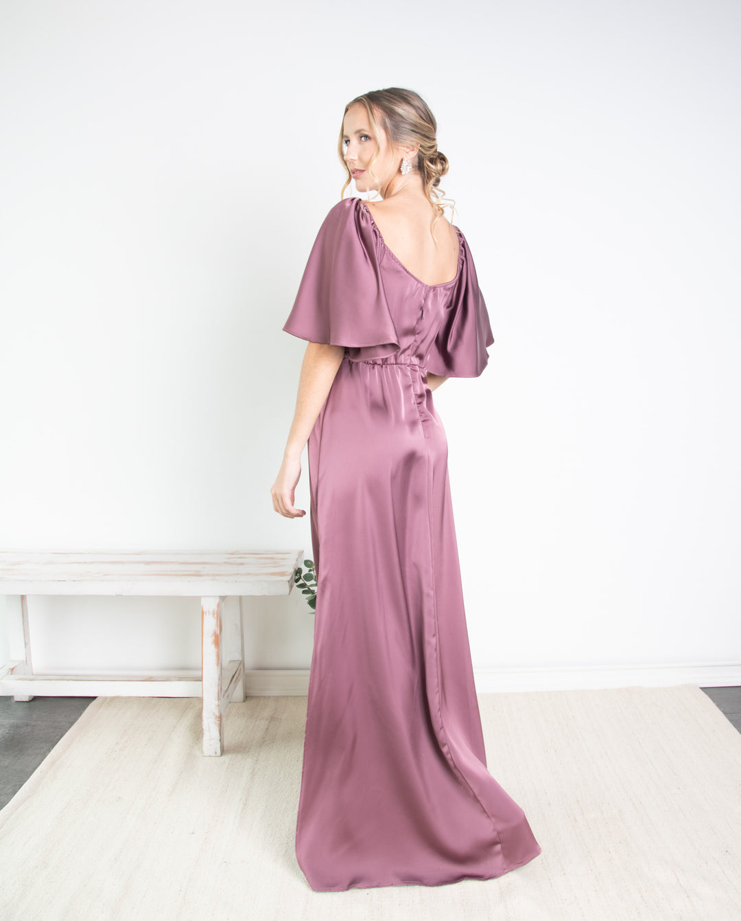 Vestido Largo de Fiesta Anahi Satín Rosado