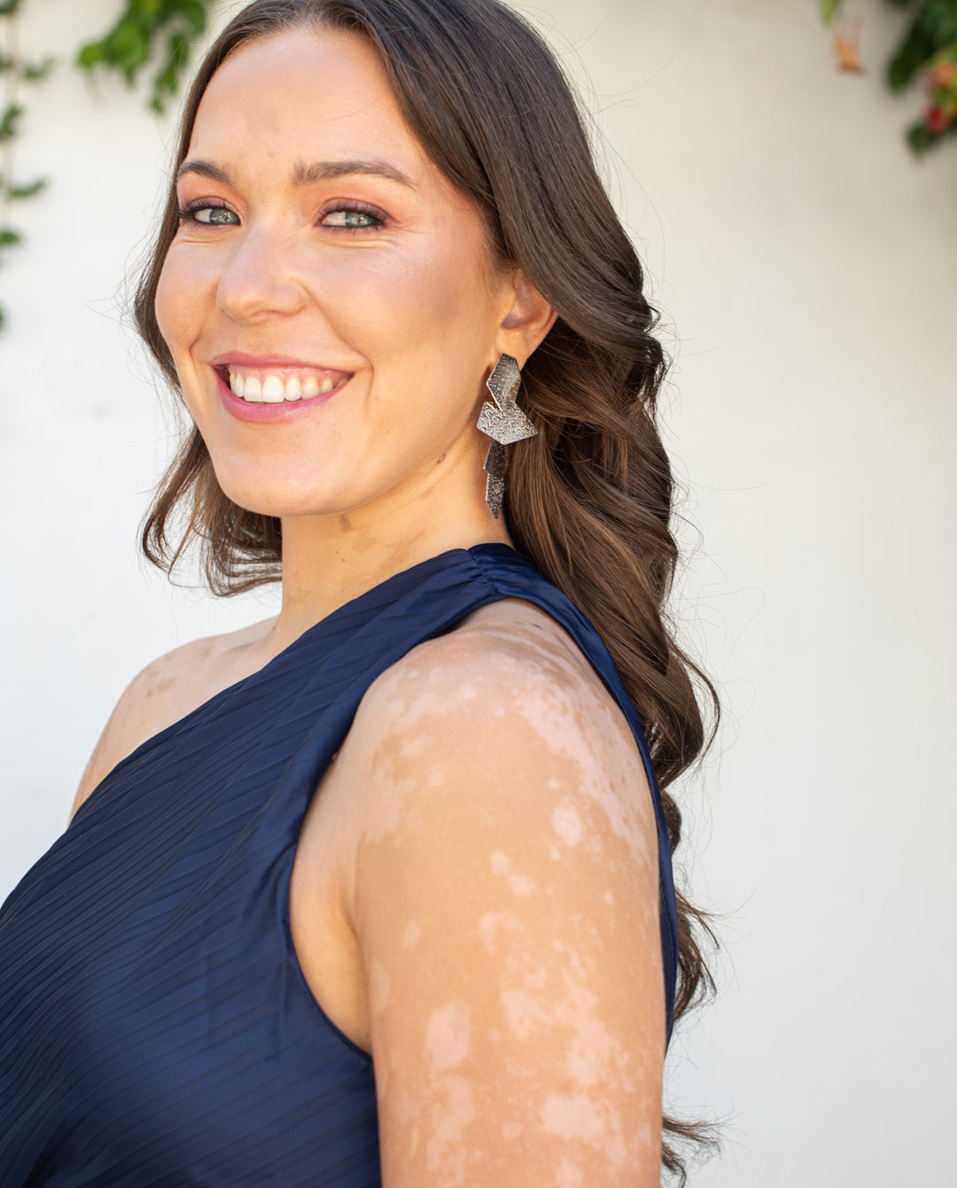 Vestido Largo de Fiesta Lucía un Hombro Azul Oscuro