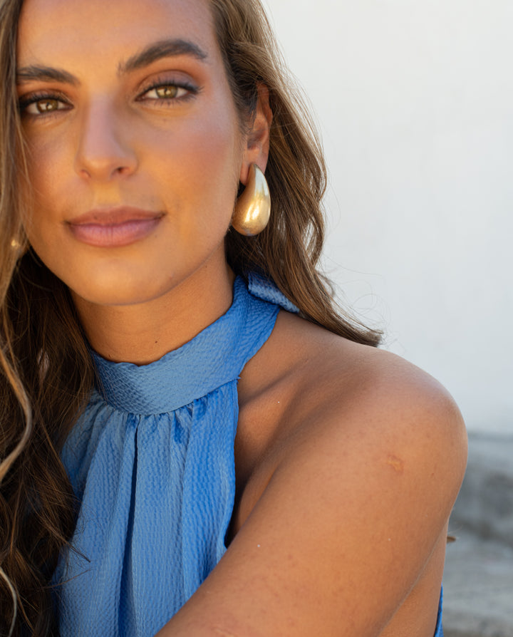 Vestido Corto de Fiesta Sofía Halter Celeste