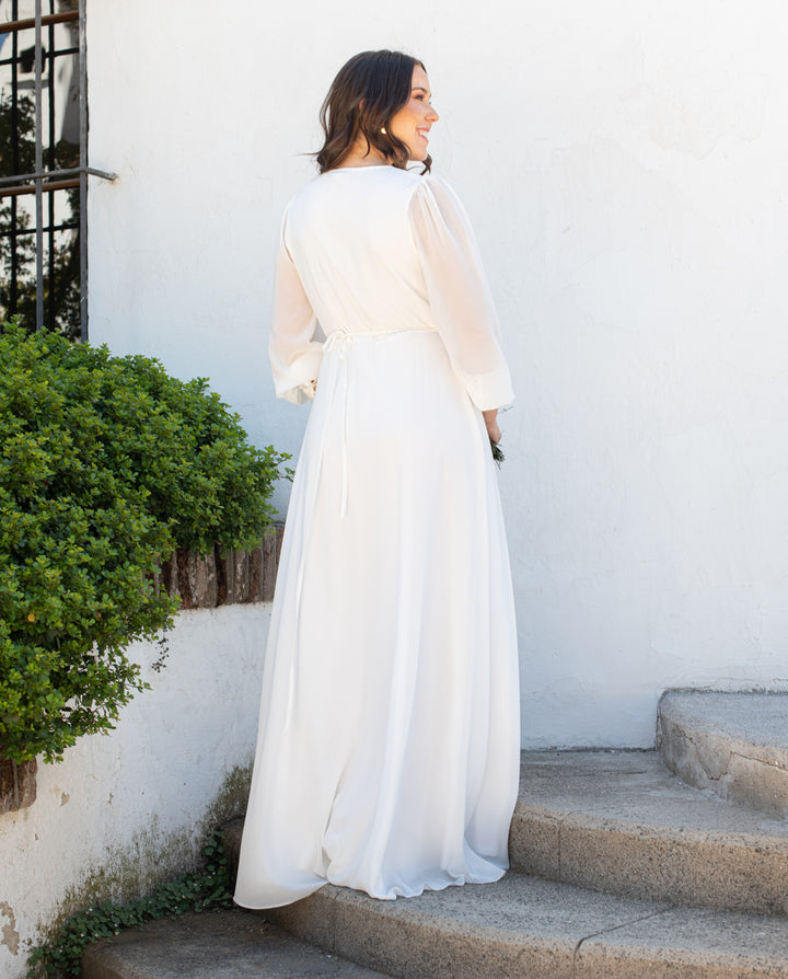 Vestido Largo de Novia Jacinta Manga Larga Ivory