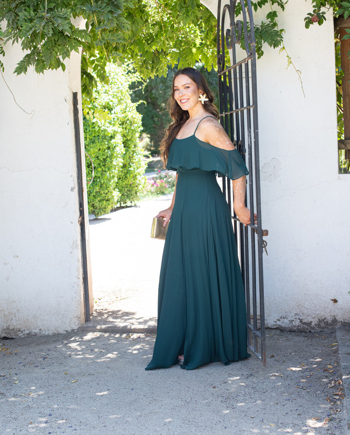 Vestido Largo de Fiesta Sabrina Verde Oscuro