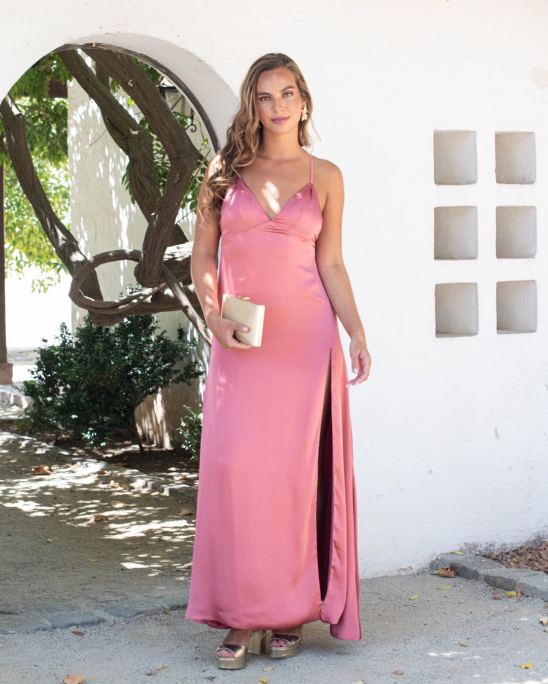 Vestido Largo de Fiesta Pepa Coral