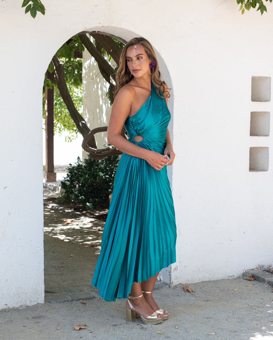 Vestido Largo de Fiesta Lucía un Hombro Verde (REVISAR FOTO)