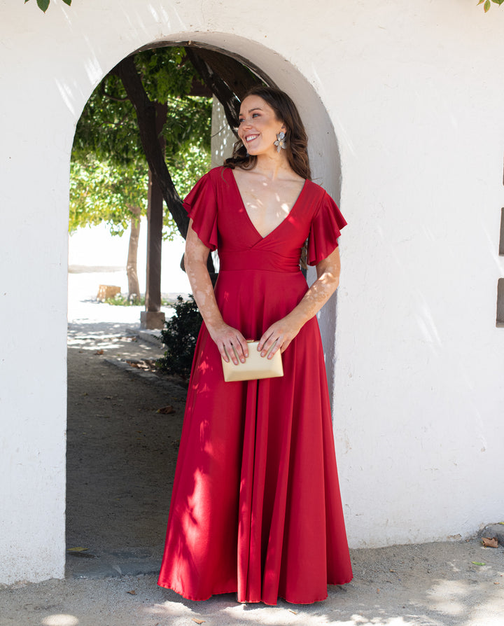 Vestido Largo de Fiesta Isa Rojo