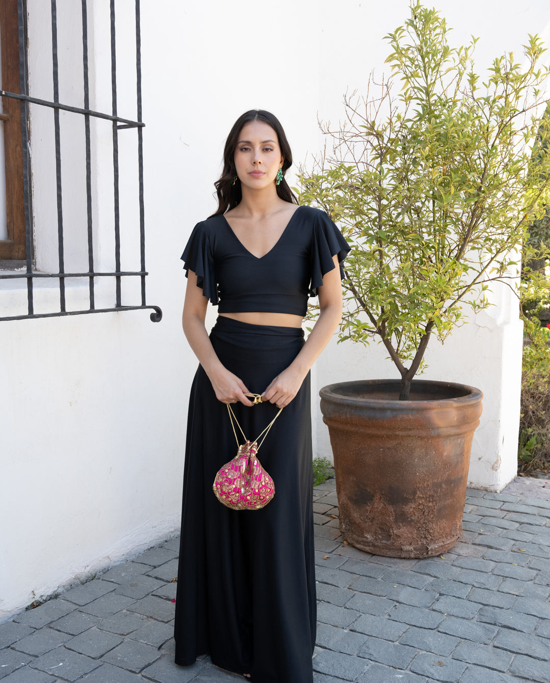 Conjunto De Fiesta Isa Lycra Dupont Negro