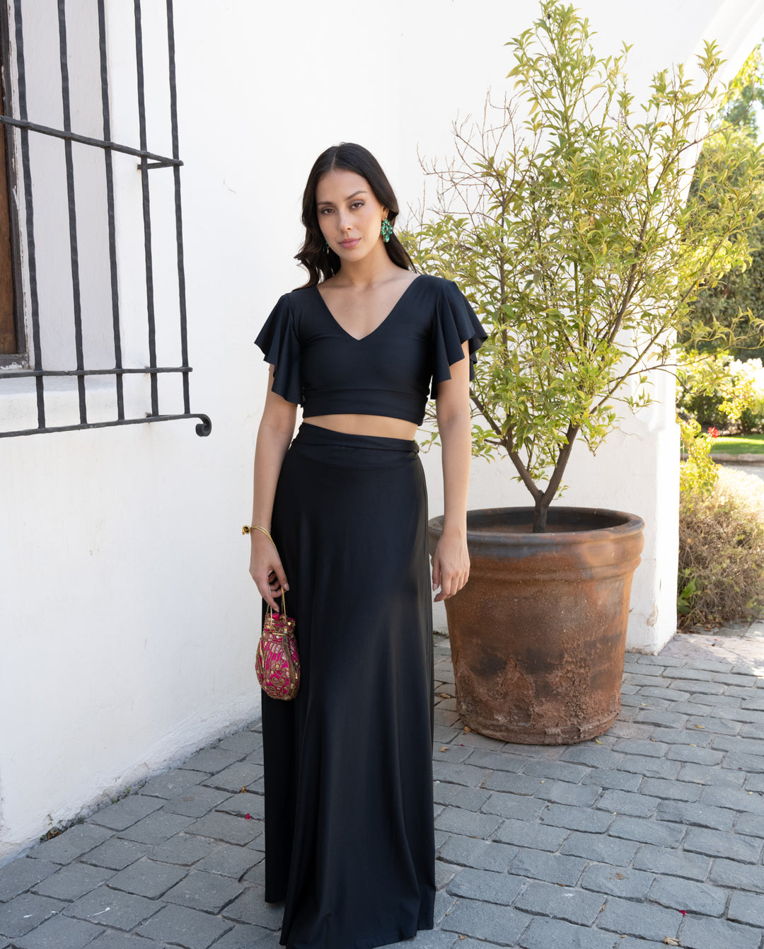 Conjunto De Fiesta Isa Lycra Dupont Negro