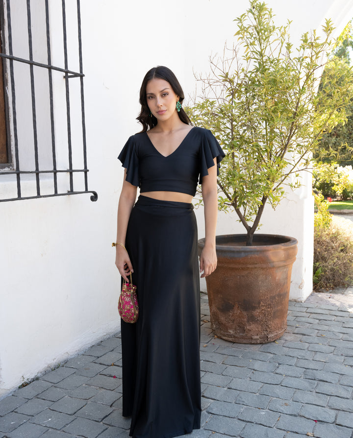 Conjunto De Fiesta Isa Lycra Dupont Negro
