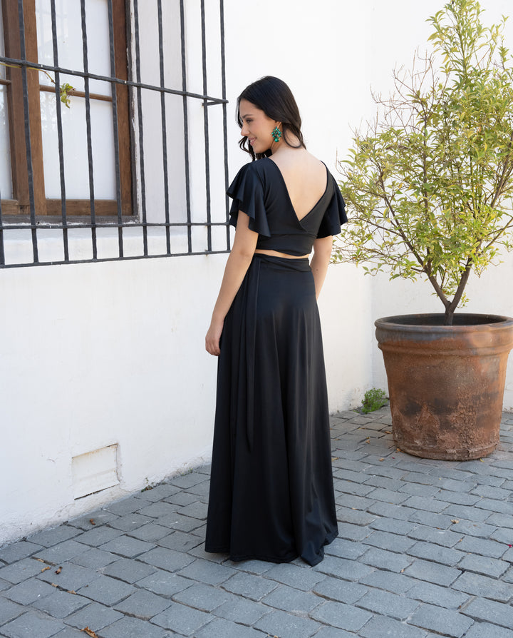 Conjunto De Fiesta Isa Lycra Dupont Negro