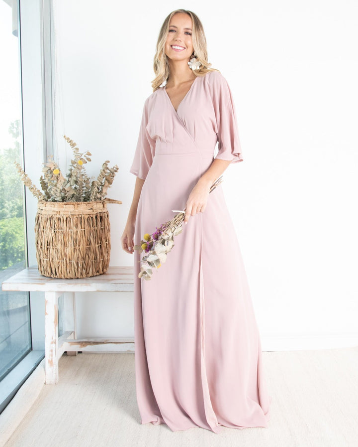Vestido Largo Leandra Gasa Rosado