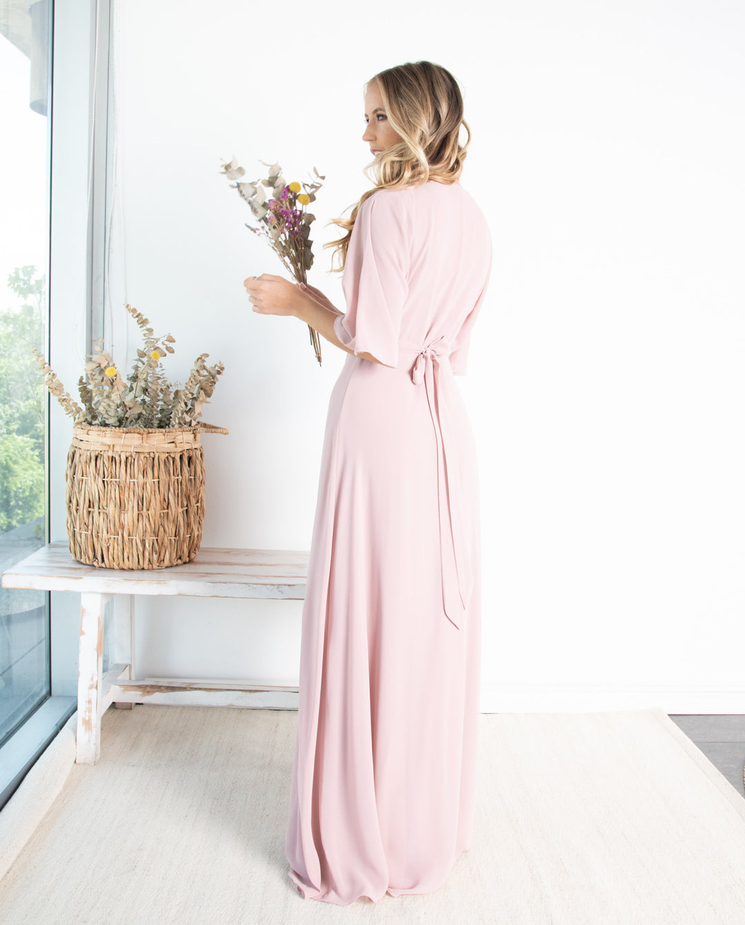 Vestido Largo Leandra Gasa Rosado