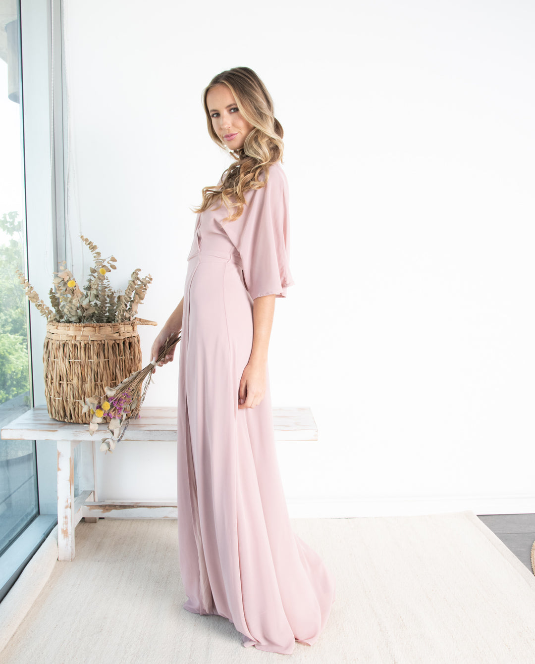 Vestido Largo Leandra Gasa Rosado