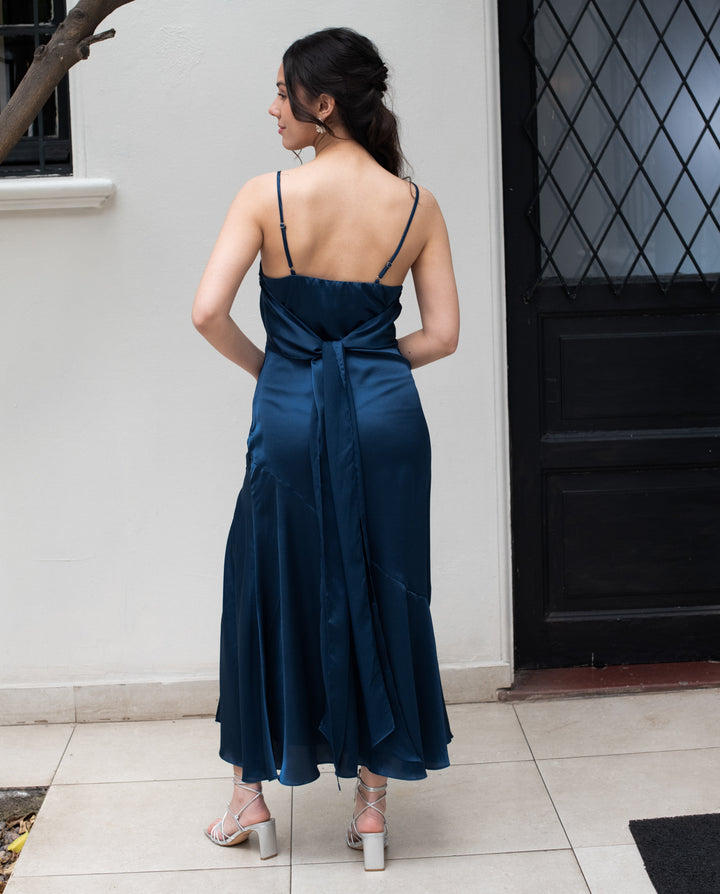 Vestido de Fiesta Largo Manuela Azul Oscuro