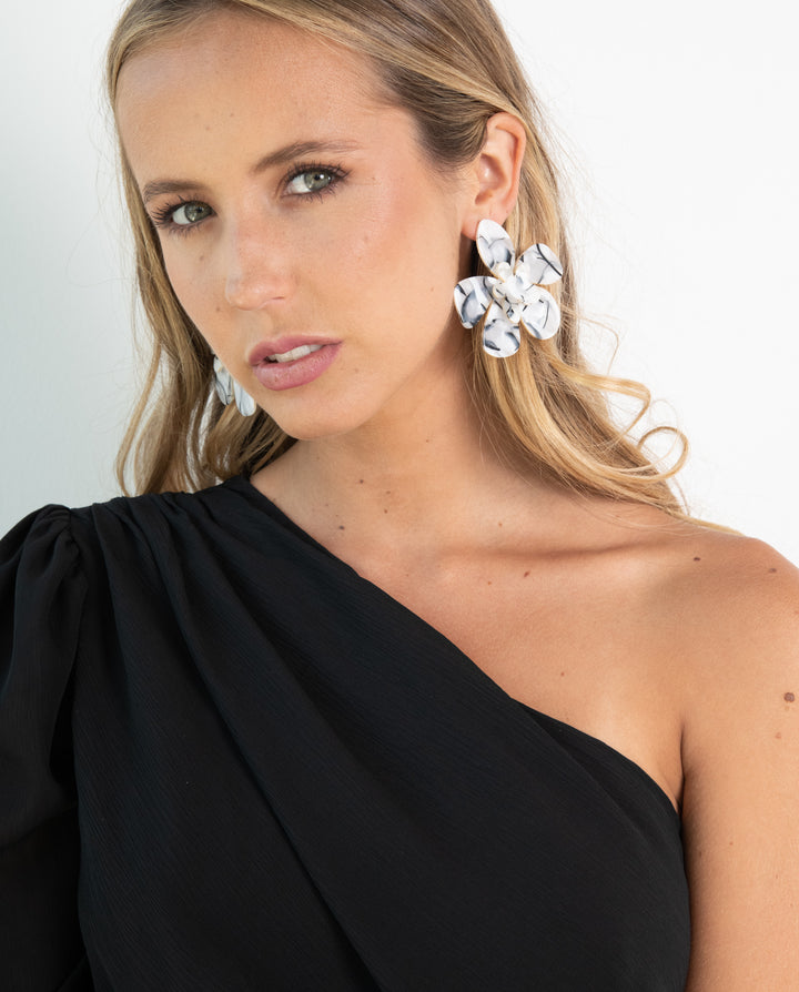 Vestido Largo de Fiesta Viviana Una Manga Negro