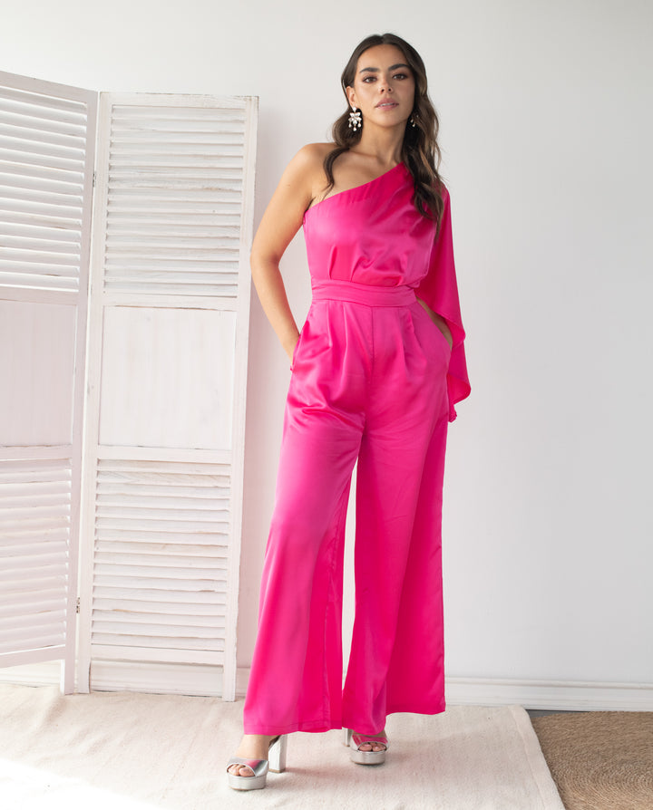 Enterito Largo Laura Satín fucsia