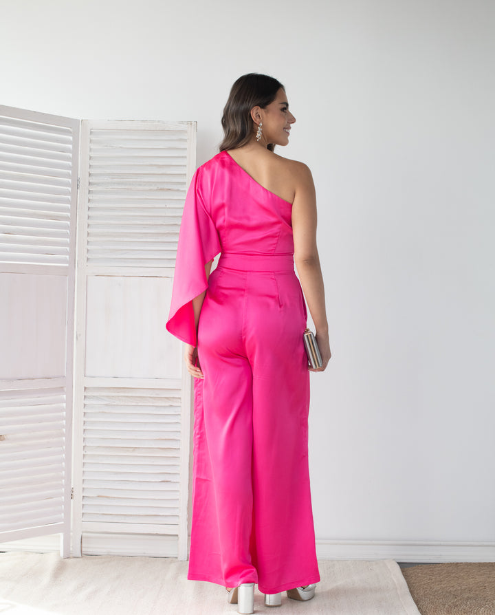 Enterito Largo Laura Satín fucsia