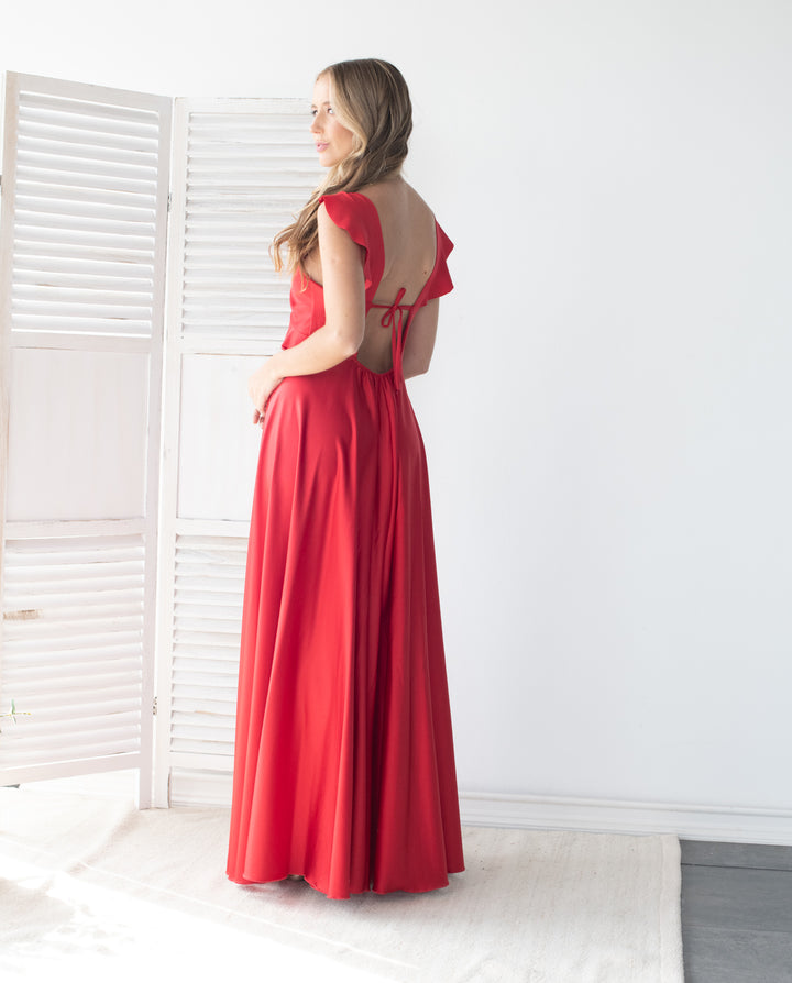 Vestido Largo de Fiesta Mercedes Rojo