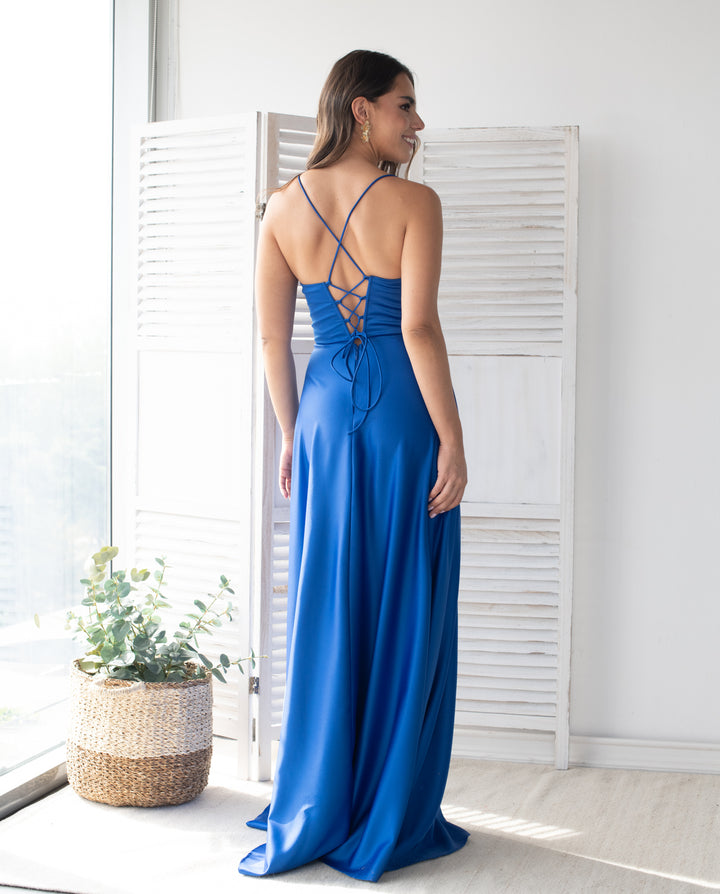 Vestido Largo de Fiesta Lara Azul Royal