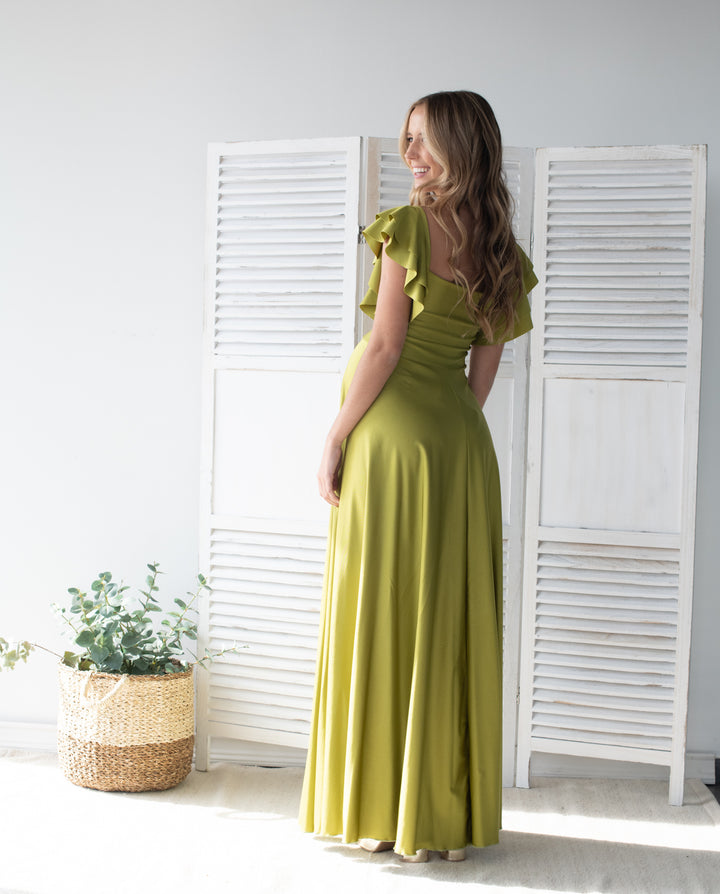 Vestido Largo de Fiesta Natalia Verde Limon