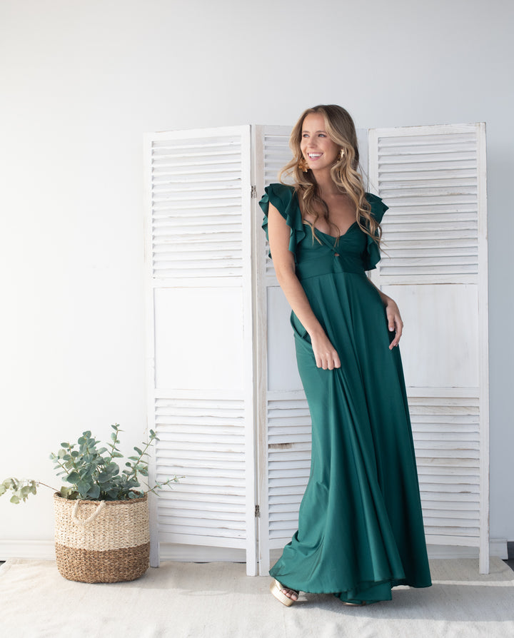Vestido Largo de Fiesta Natalia Verde Oscuro