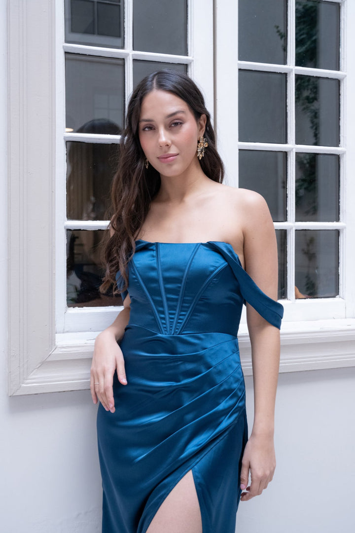 Vestido de Fiesta Mera Corset Turquesa Oscuro