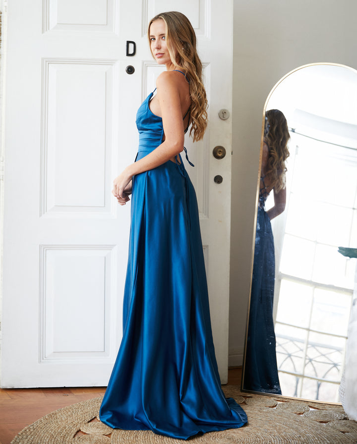 Vestido Largo de Fiesta Palma Turquesa