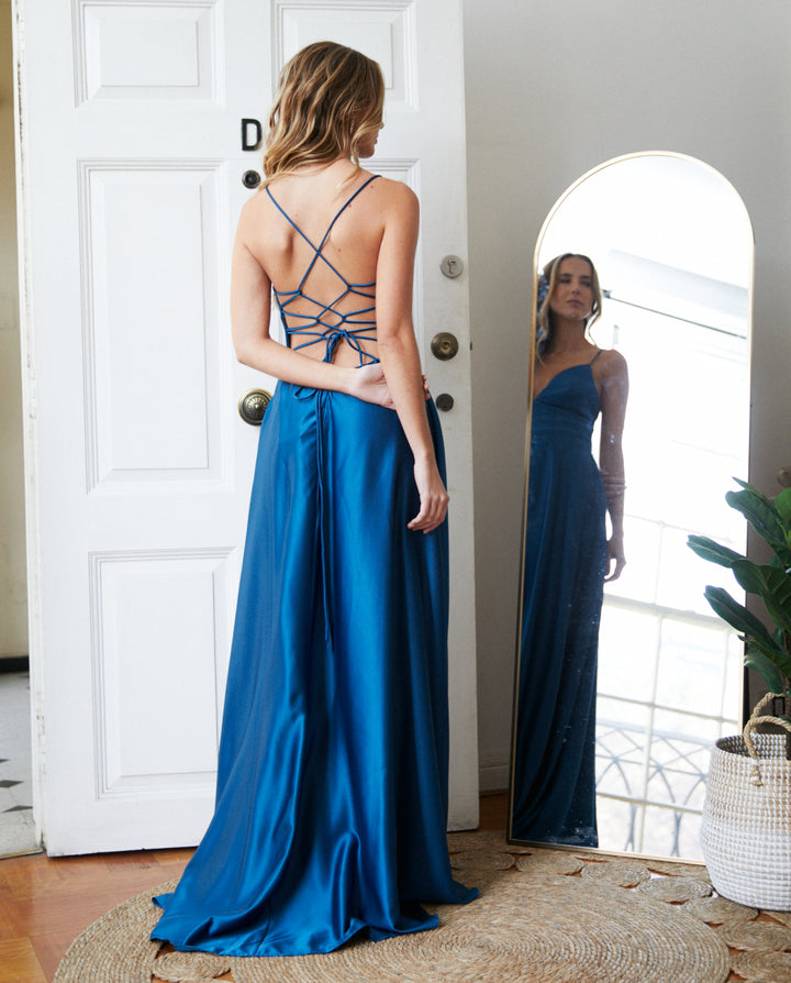 Vestido Largo de Fiesta Palma Turquesa