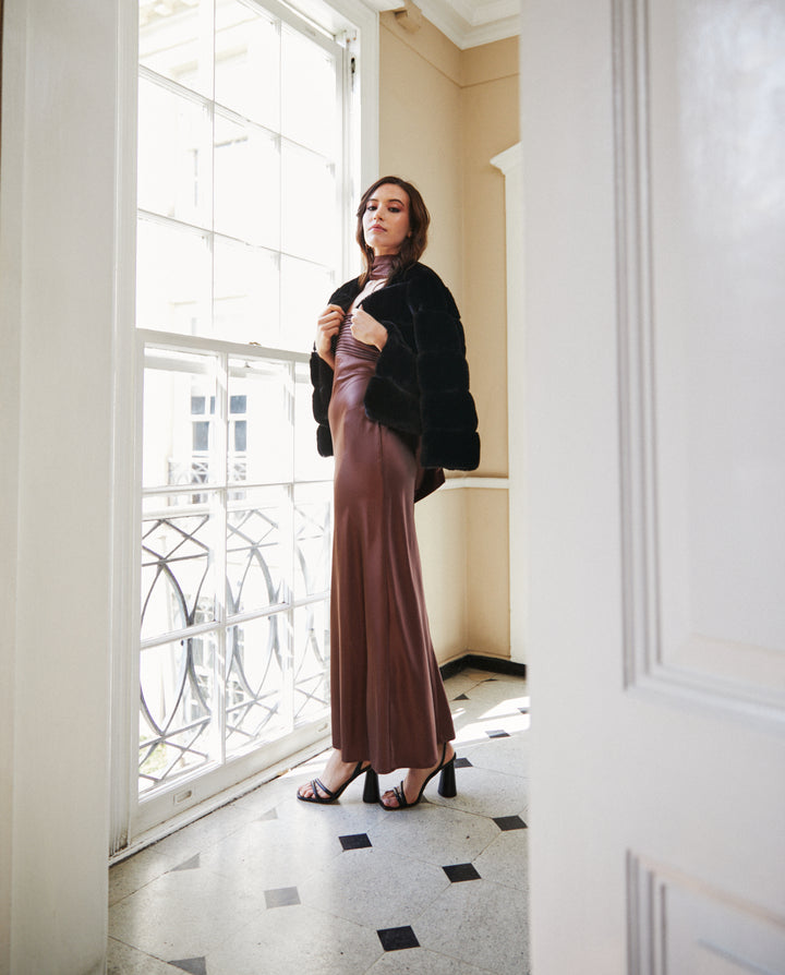 Vestido Largo de Fiesta Uma Chocolate