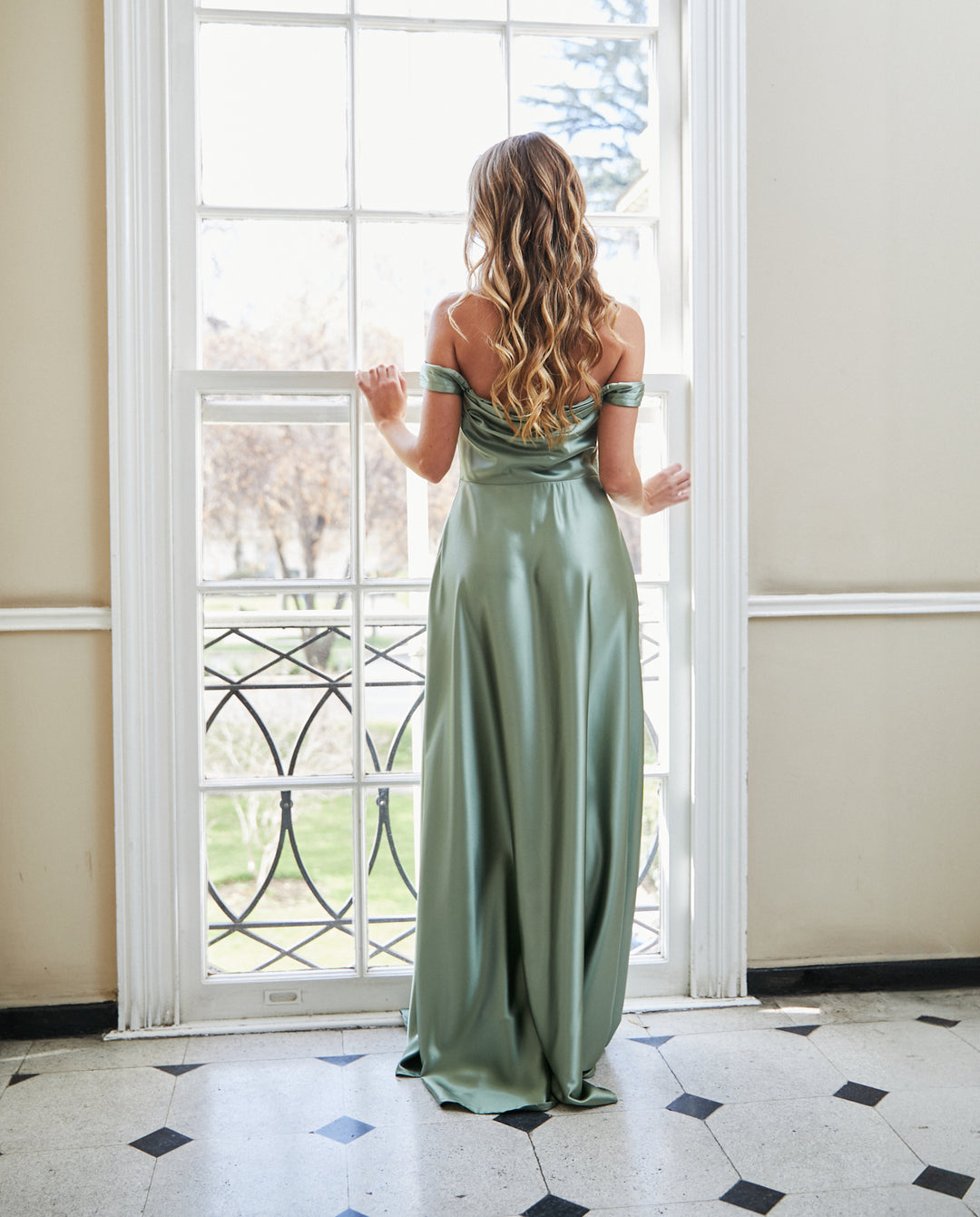 Vestido Largo de Fiesta Miranda Pistacho