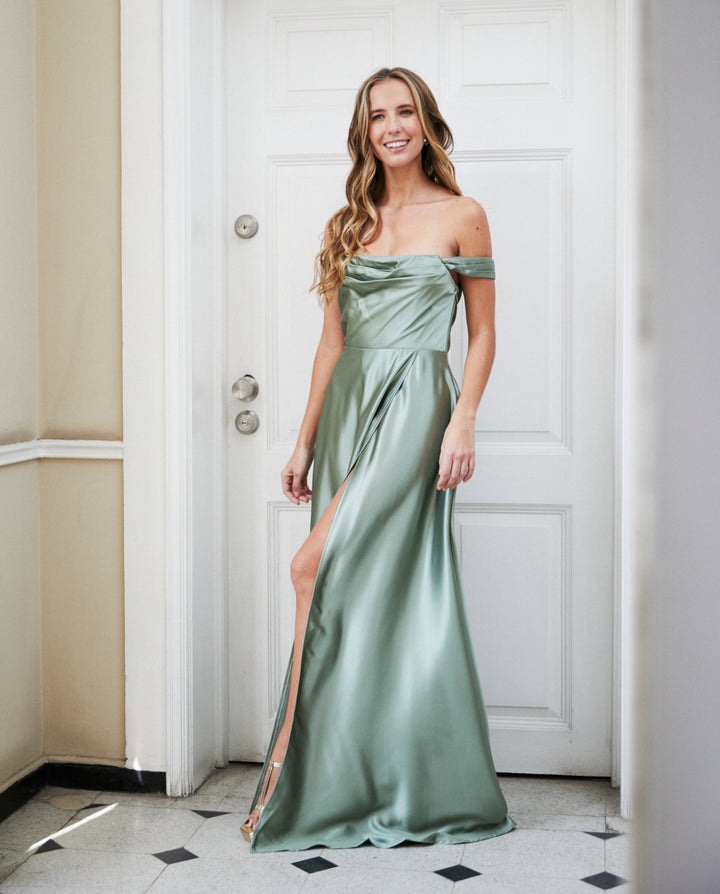 Vestido Largo de Fiesta Miranda Pistacho