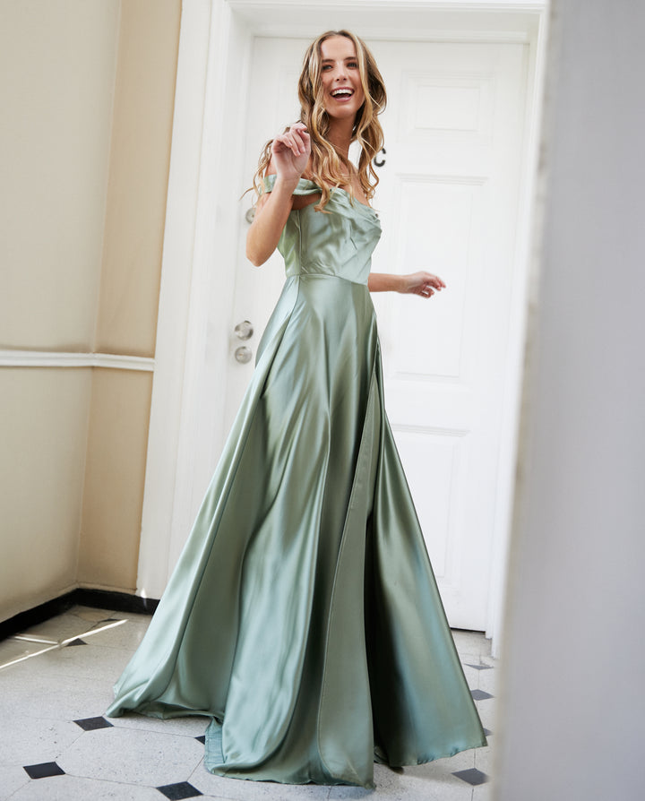 Vestido Largo de Fiesta Miranda Pistacho