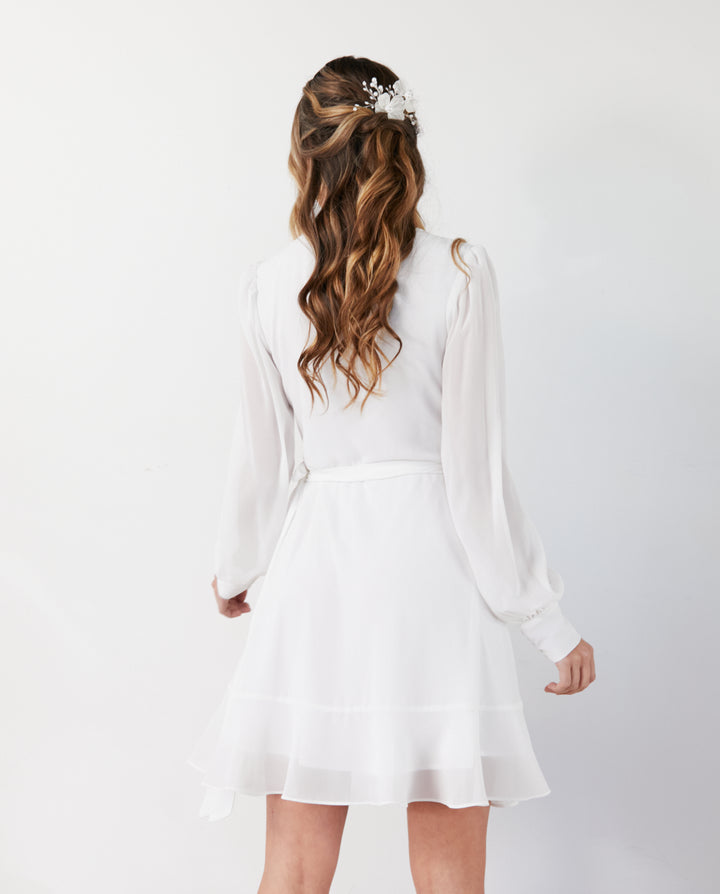 VESTIDO DE NOVIA CORTO JACINTA MANGA LARGA IVORY