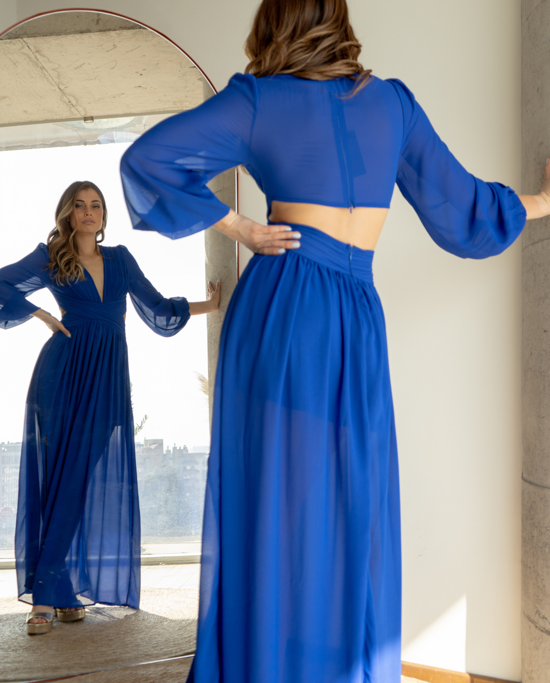 VESTIDO DE FIESTA LARGO KORA AZUL ROYAL
