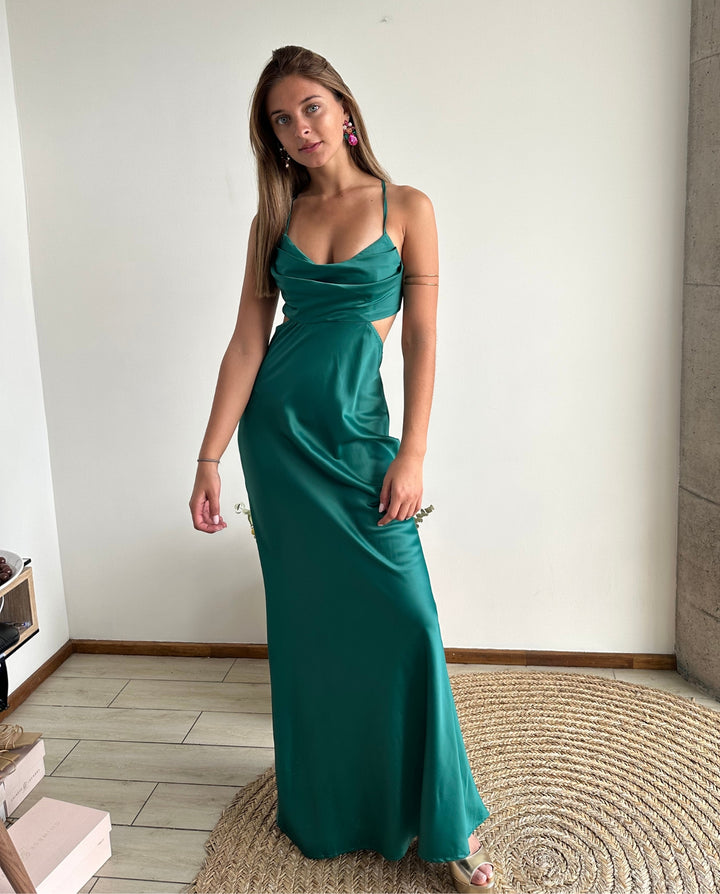 VESTIDO DE FIESTA LARGO CAROL VERDE