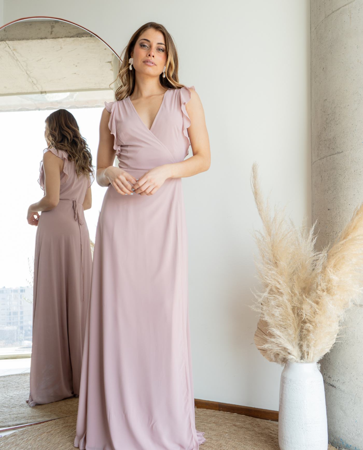 VESTIDO DE FIESTA LARGO CLARA PALO ROSA – MI PLACARD