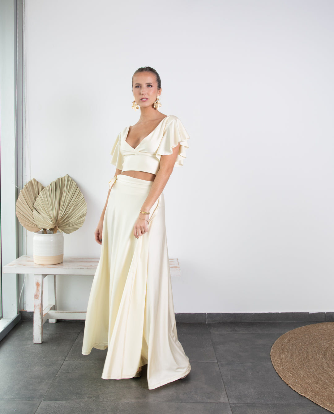 Conjunto Isa Lycra Dupont Crema